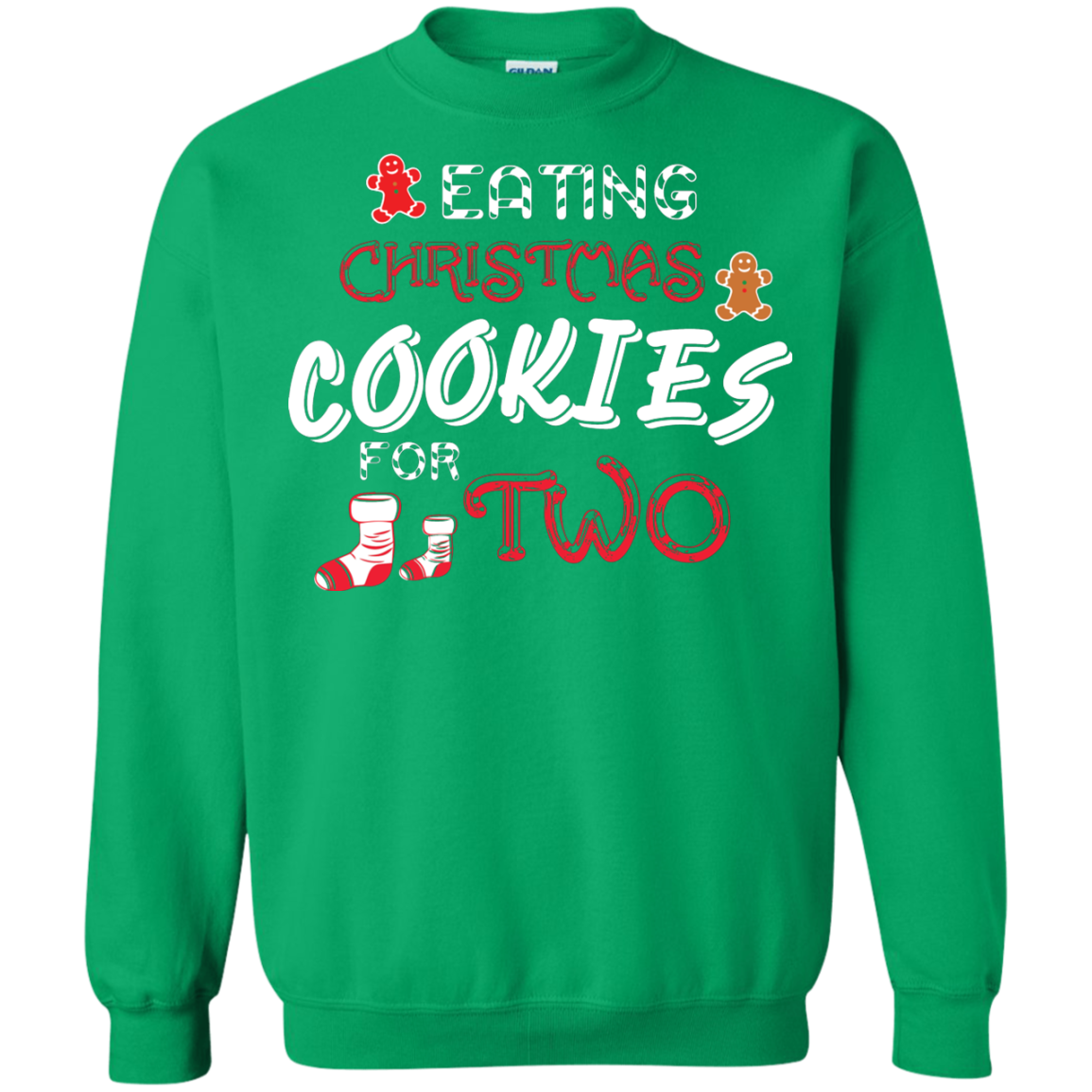 Christmas T-shirt Eating Christmas Cookies For Two Irish Green