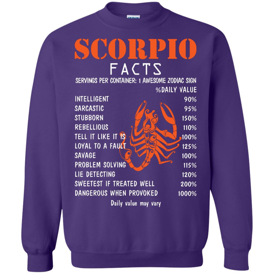 Scorpio Facts 1 Awesome Zodiac Sign Gift Shirt For Scorpio Horoscope Purple