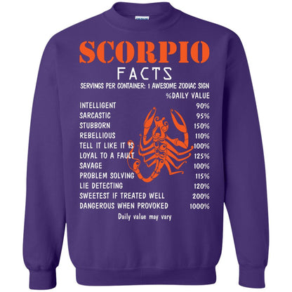 Scorpio Facts 1 Awesome Zodiac Sign Gift Shirt For Scorpio Horoscope Purple