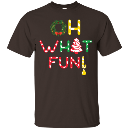 Christmas T-shirt Oh What Fun Dark Chocolate