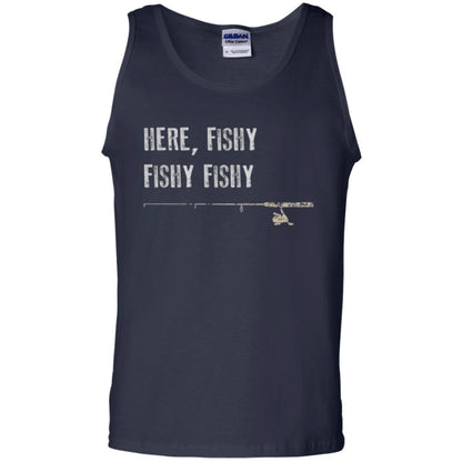 Fishing Lover T-shirt Here Fishy Fishy Navy