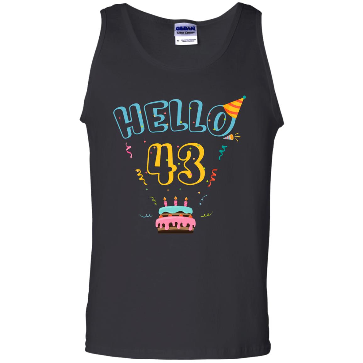 Hello 43 Forty Three 43rd 1975s Birthday Gift Shirt Black