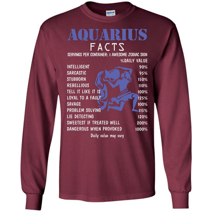 Aquarius Facts 1 Awesome Zodiac Sign Gift Shirt Fo Aquarius Horoscope Maroon