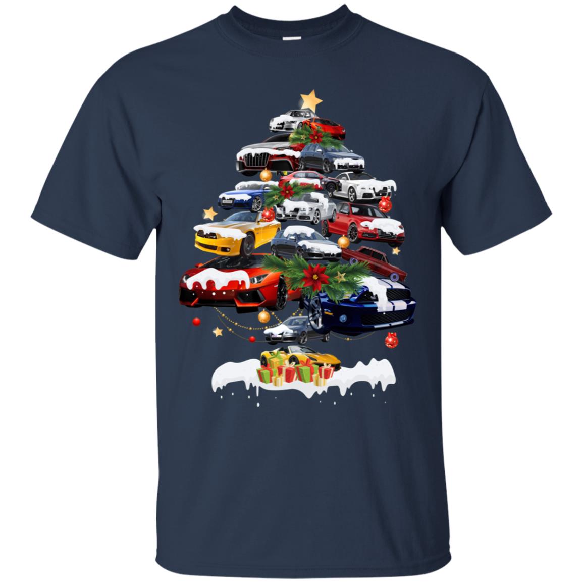 Cars Christmas Tree X-mas Gift Shirt For Mens Or Womens Navy