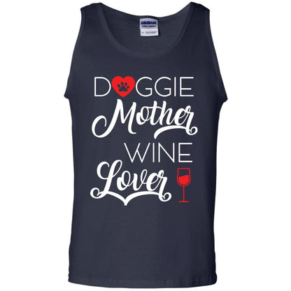 Doggie Mother Wine Lover Dog And Wine Gift Shirt For Mom Navy