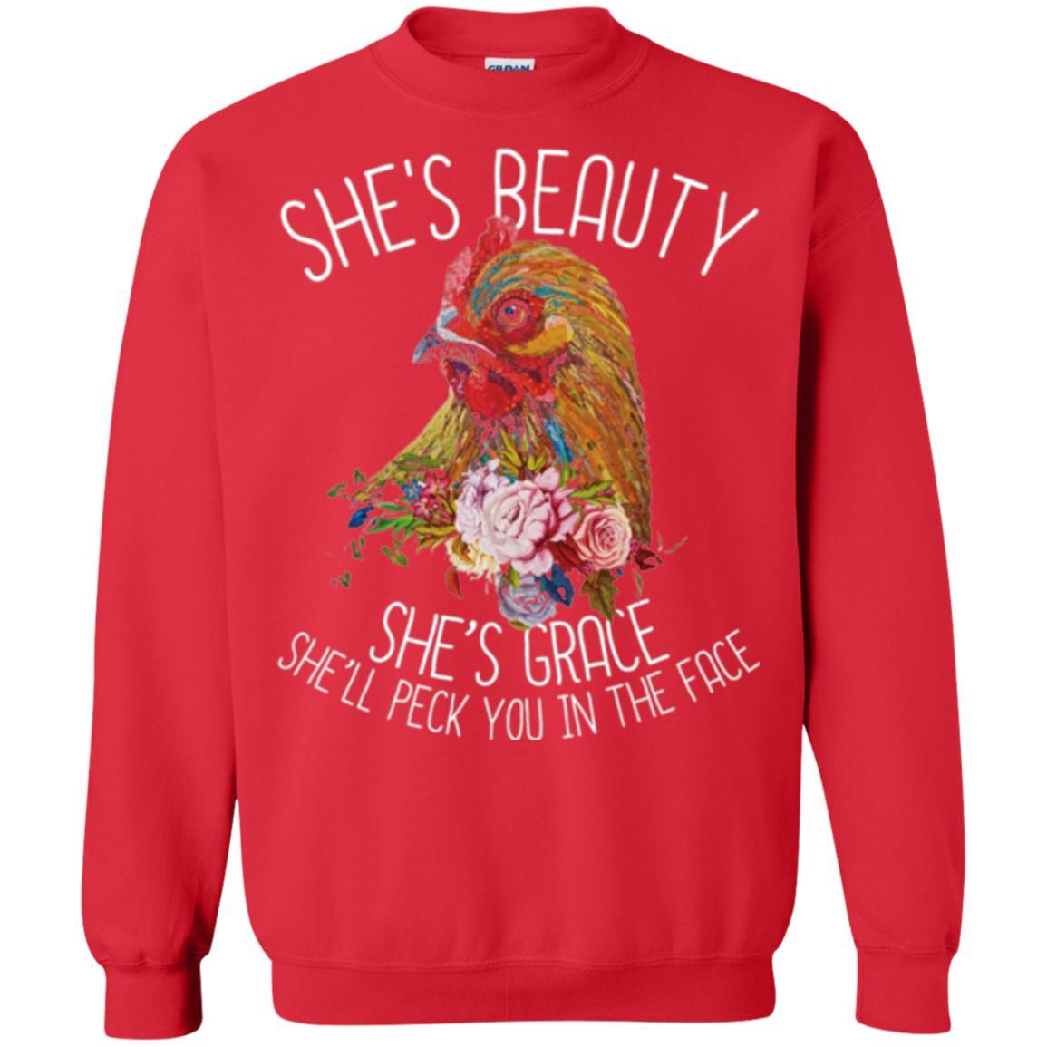 Chicken T-shirt She's Beauty She's Grace Red