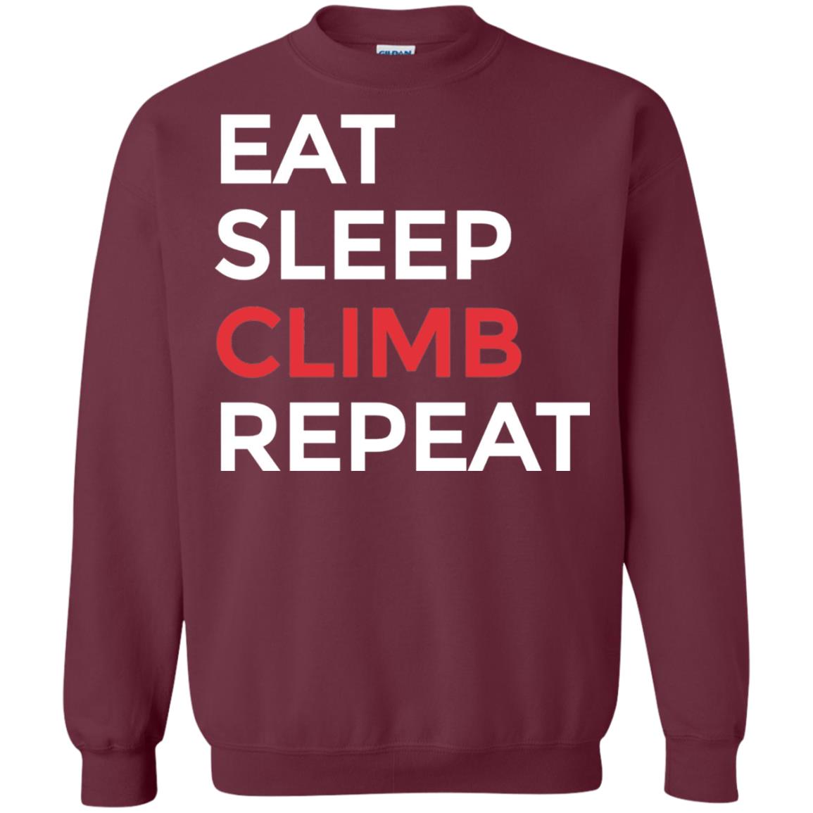 Eat Sleep Climb Repeat Mountain Climber Rock Climbing Shirt Maroon