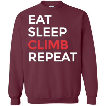 Eat Sleep Climb Repeat Mountain Climber Rock Climbing Shirt Maroon