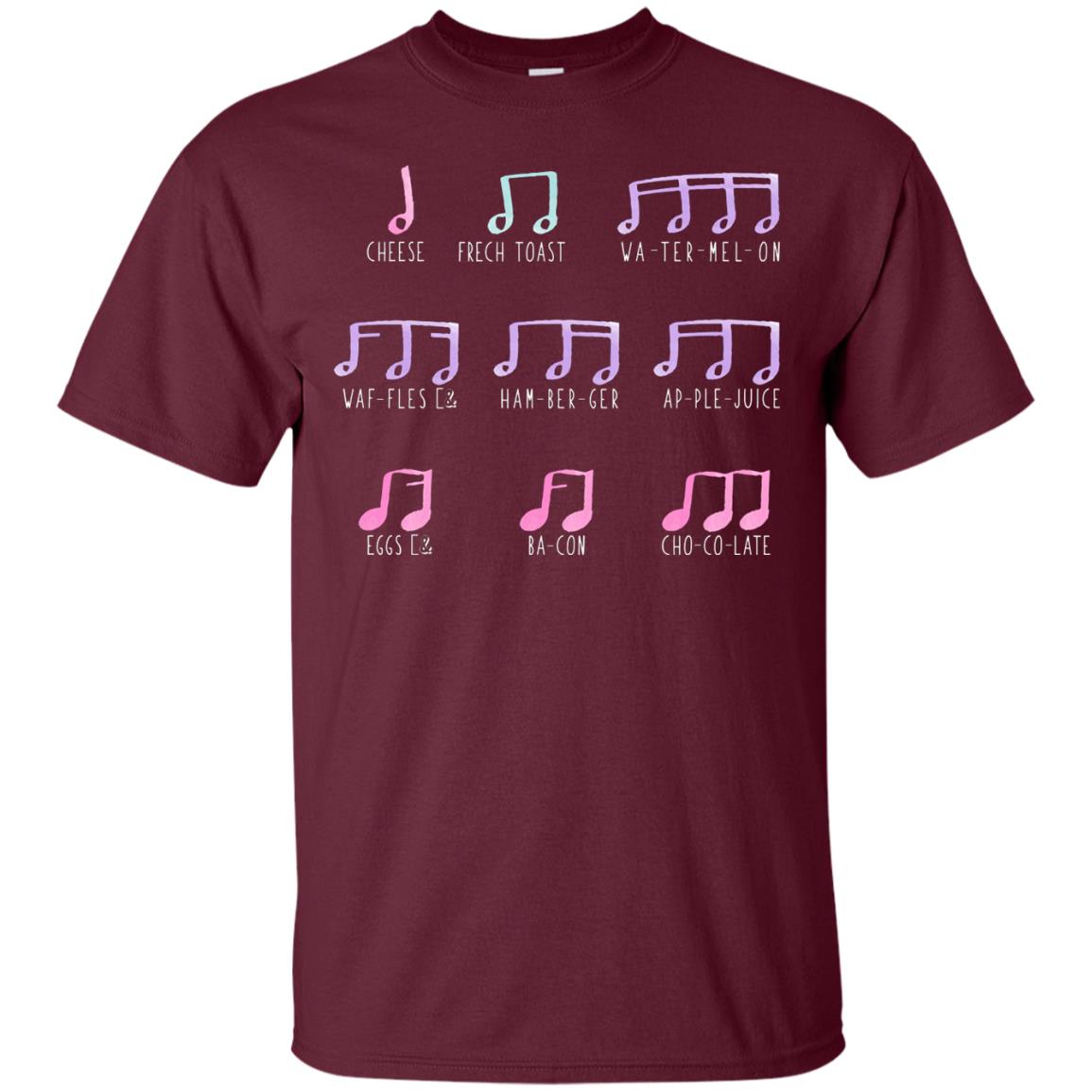 Music Is Like Food Funny Music Note Shirt Maroon