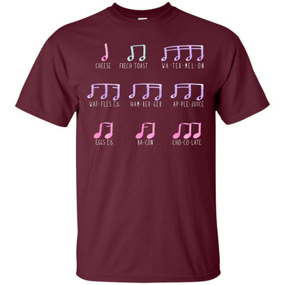 Music Is Like Food Funny Music Note Shirt Maroon