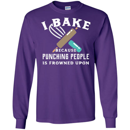Baking T-shirt I Bake Because Punching People Frowned Upon Purple