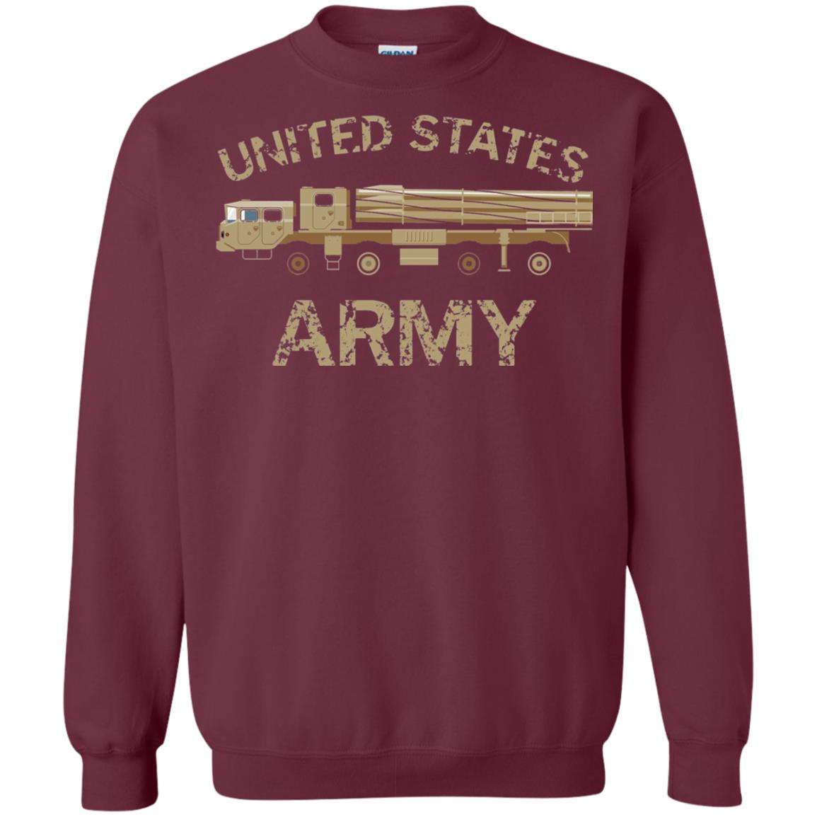 United States Army Missile Truck Vehicle Grunge T-shirt Maroon