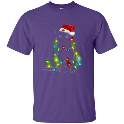 Christmas T-shirt Cat And Lights Purple