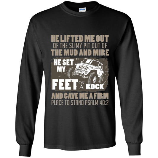 Christian T-shirt He Set My Feet On A Rock He Is My Jeep Black
