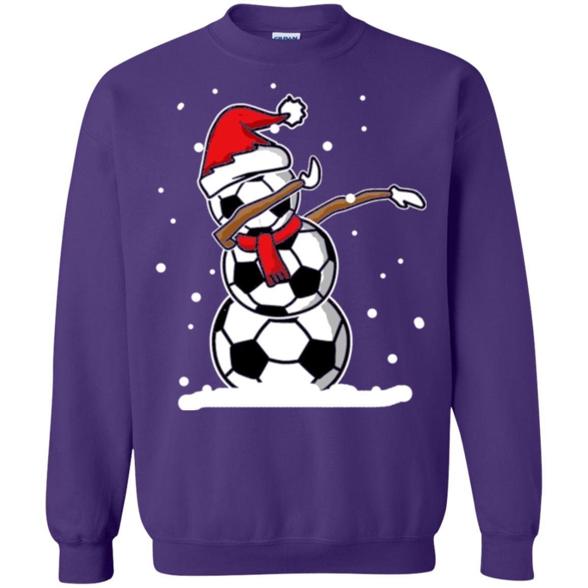 Christmas T-shirt Dabbing Snowman Soccer Purple