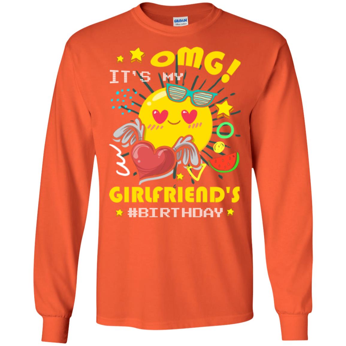 Boyfriend T-shirt Omg It's My Girlfriend's #birthday Orange