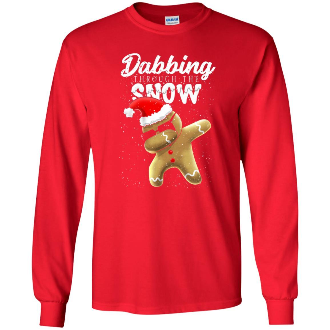 Dabbing Gingerbread T-shirt Dabbing Through The Snow Red