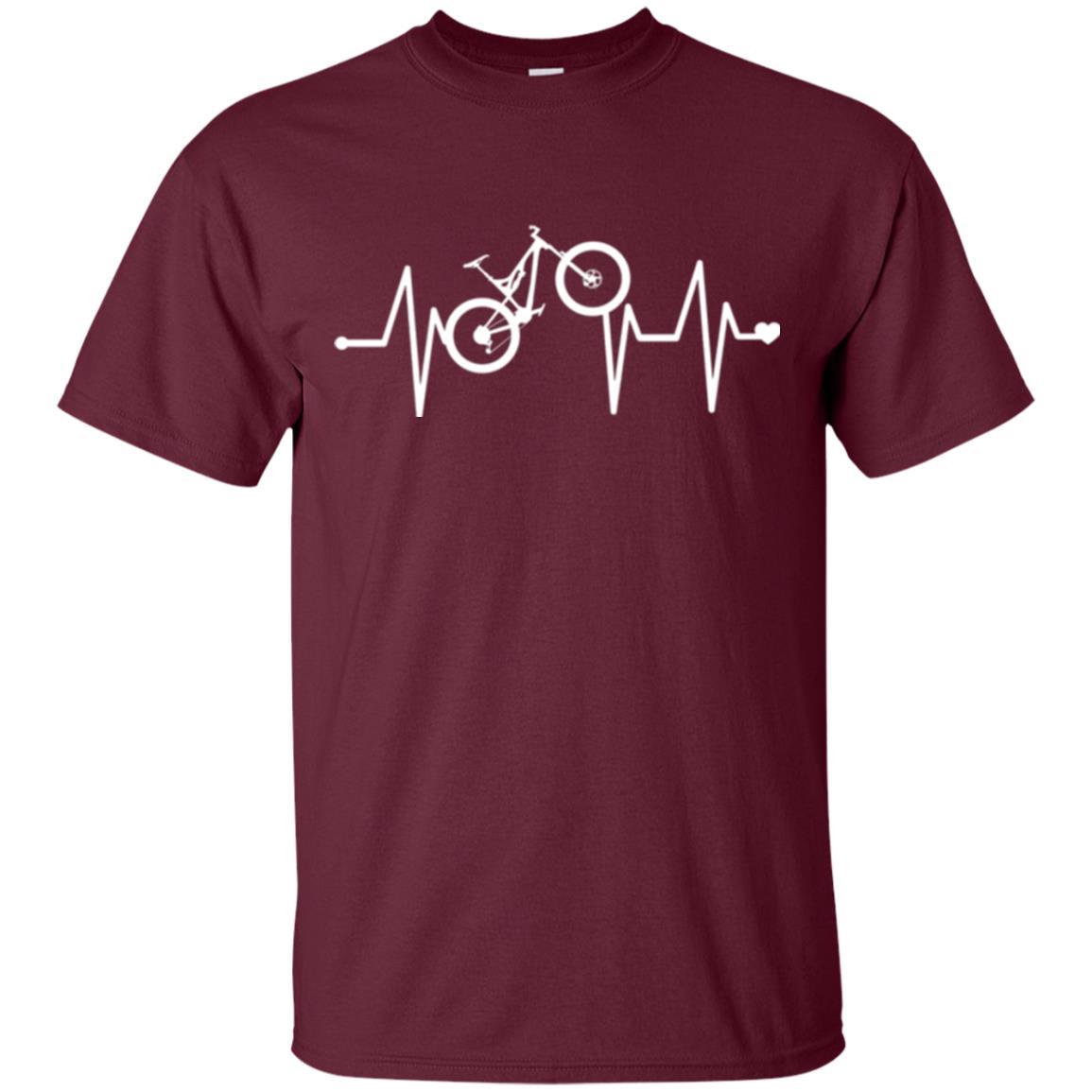 Mtb T-shirt Mountain Bike Heartbeat T-shirt Maroon