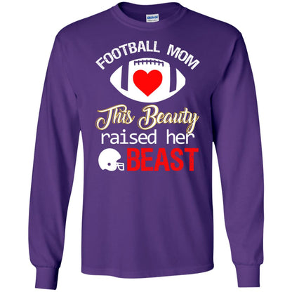 Football Mom This Beauty Rasied Her Beast Shirt Purple