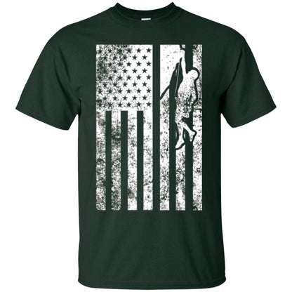 Rock Climbing T Shirt - Rock Climbing Flag Of United States T-shirt Forest Green