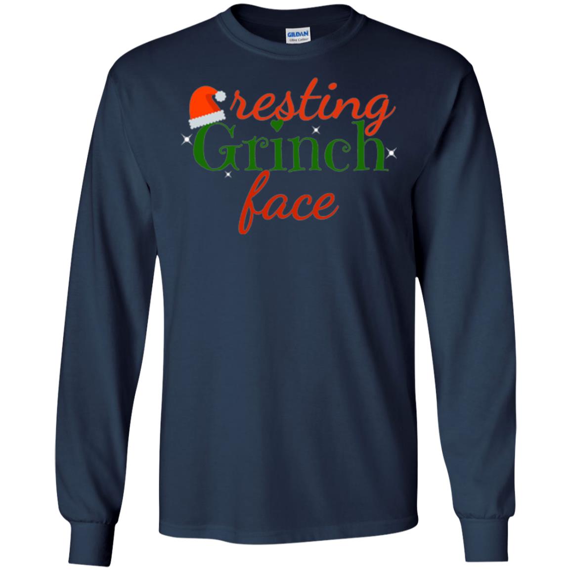 Funny Christmas T-shirt Resting Grinch Face Navy