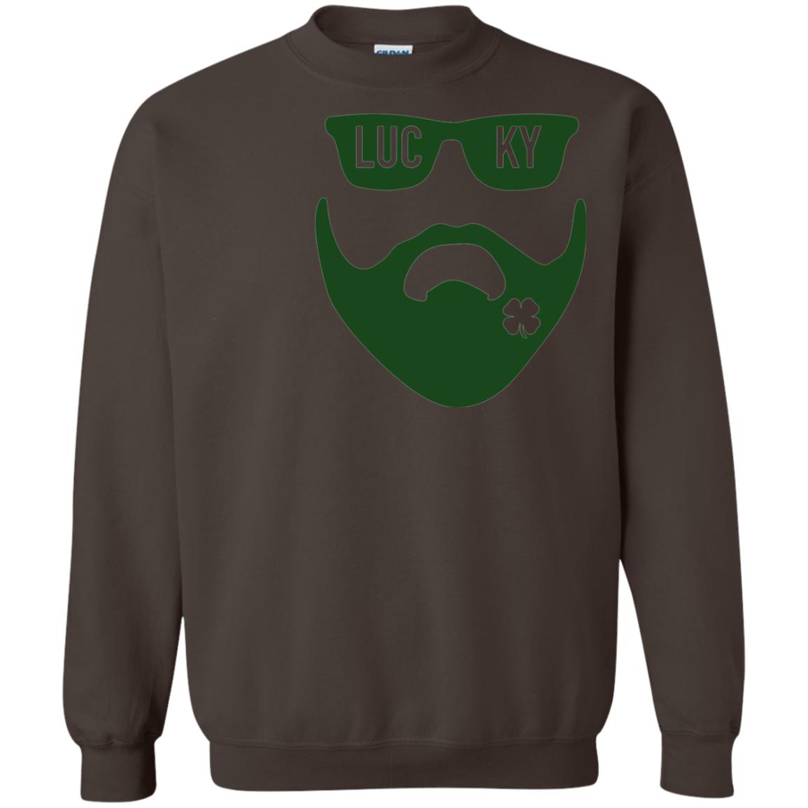 Green Bearded Clover Lucky Charm St. Patrick_s Day T-shirt Dark Chocolate