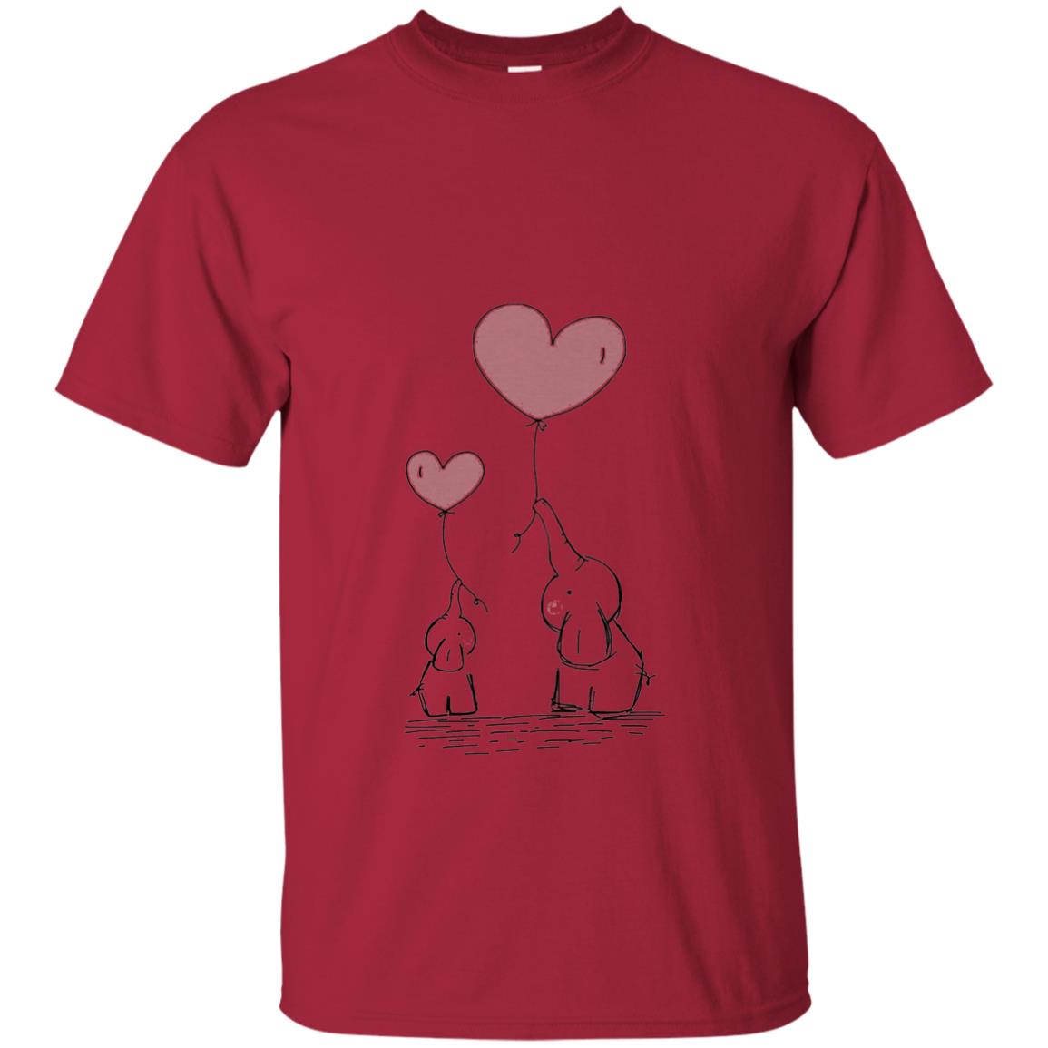 Elephants Mom Heart Balloons Family Shirt Cardinal