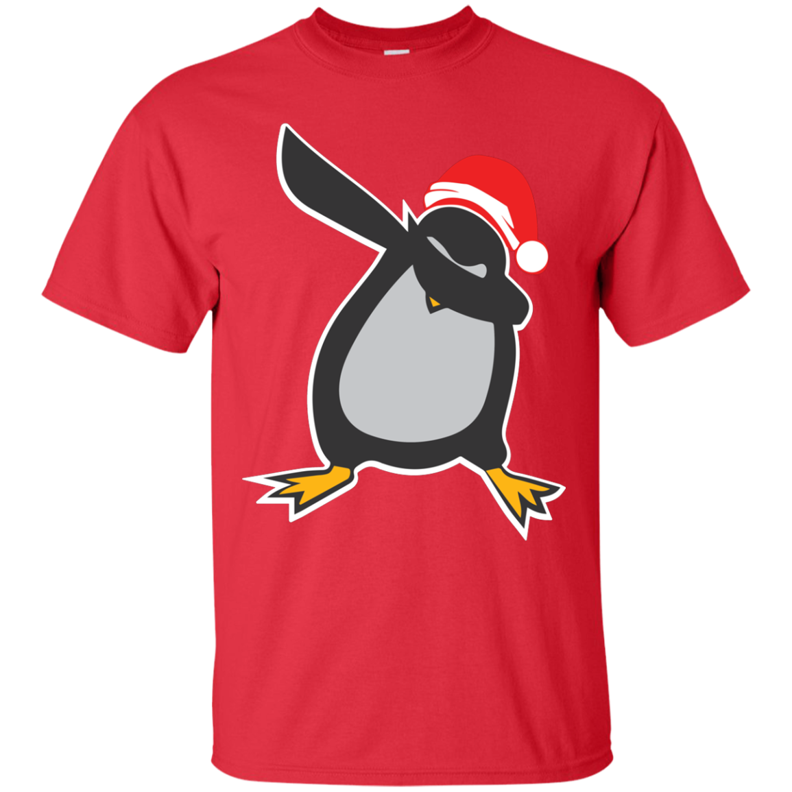 Christmas T-Shirt Dabbing Penguin Red