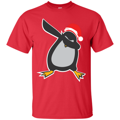 Christmas T-Shirt Dabbing Penguin Red