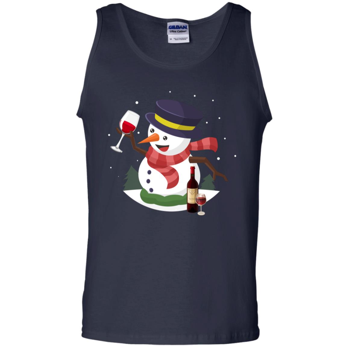 Snowman Cheer Up Wine Drinking Lovers Merry X-mas Gift Shirt Navy