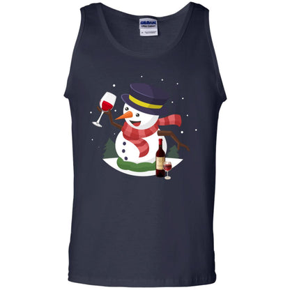 Snowman Cheer Up Wine Drinking Lovers Merry X-mas Gift Shirt Navy