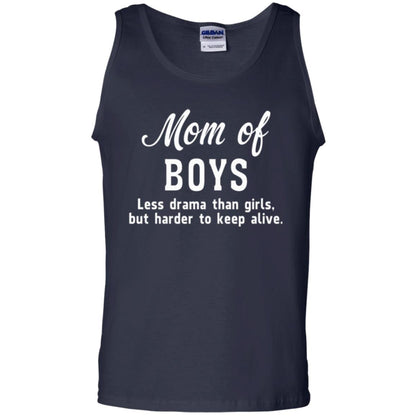 Mom Of Boys Less Drama Than Girls But Harder To Keep Alive T-shirt Mothers Day Navy