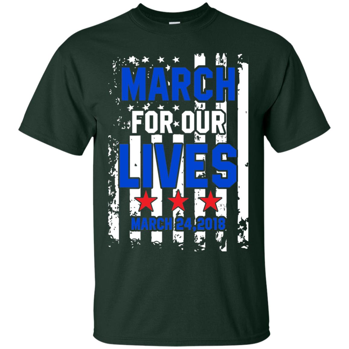March For Our Lives With American Flag Gun Control T-shirt Forest