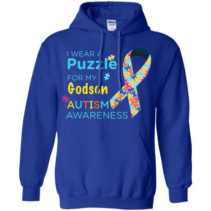 I Wear Puzzle For My Godson Autism Awareness Shirt Royal