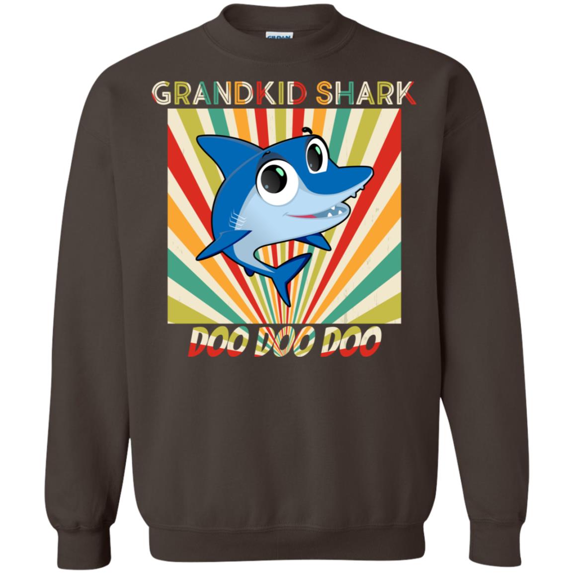 Grandkids Shark Doo Doo Doo Family Shark Gift Shirt Dark Chocolate