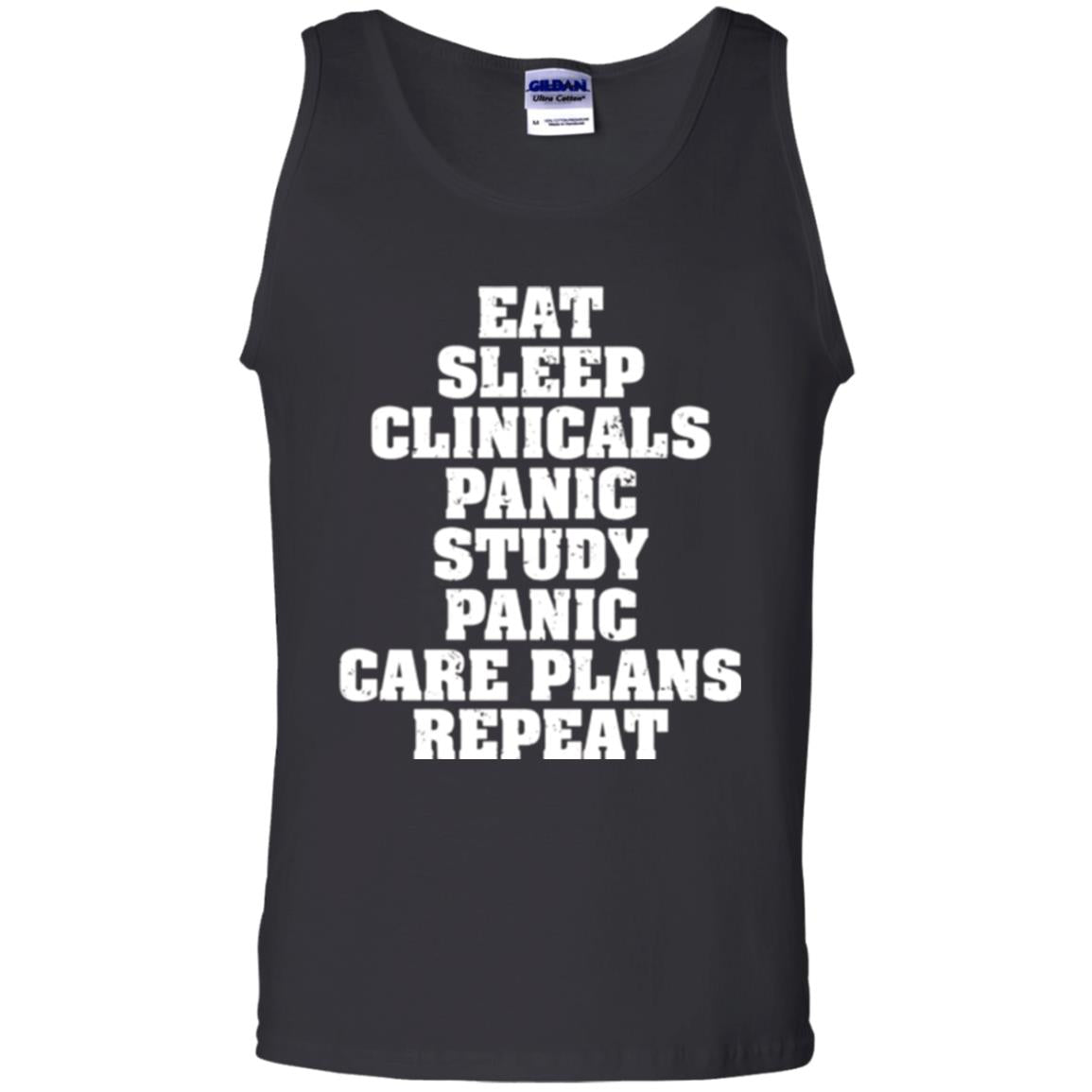 Funny Nursing Student T-shirt Eat Sleep Clinicals Panic Black