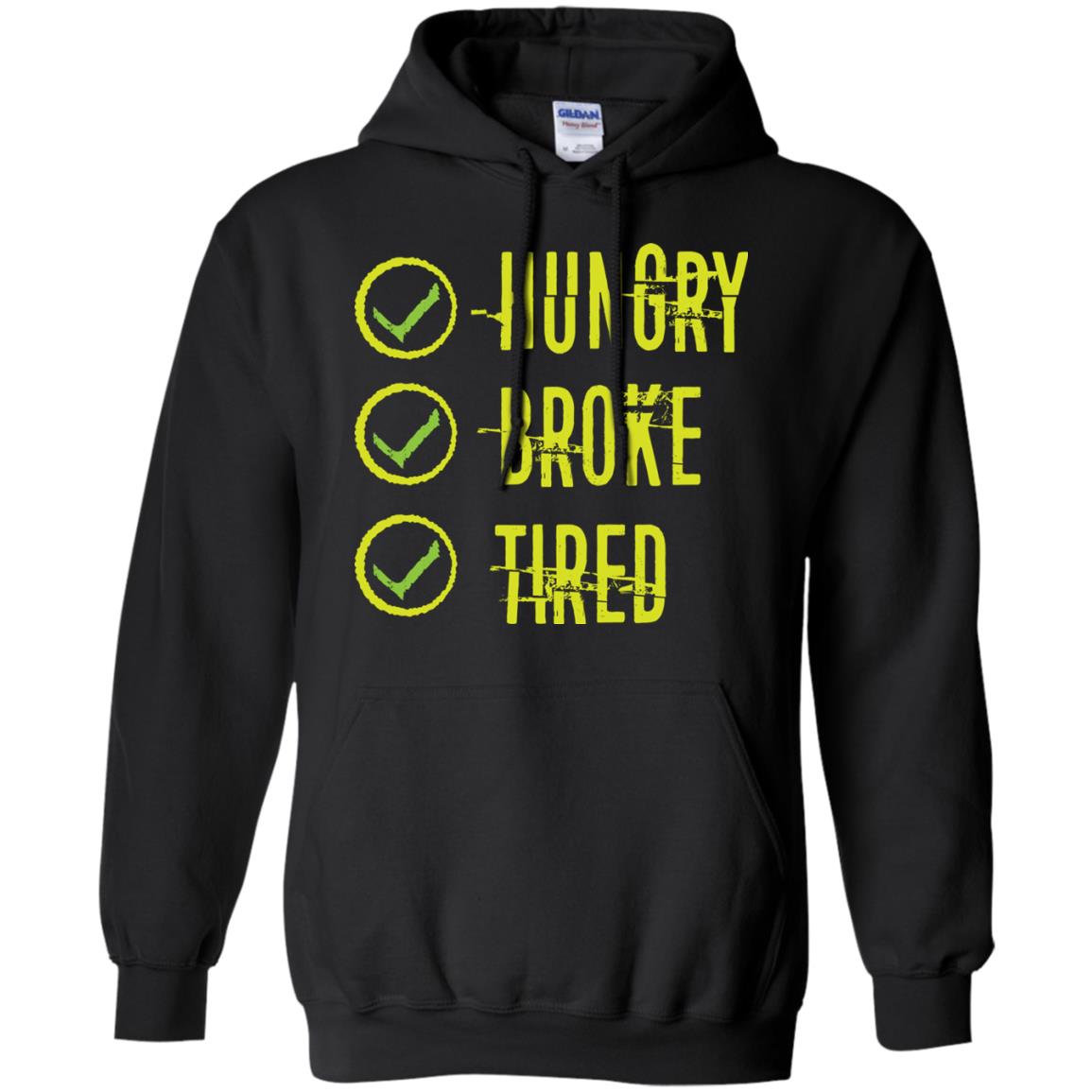 Hungry Broke Tired Check Mark T-shirt Black