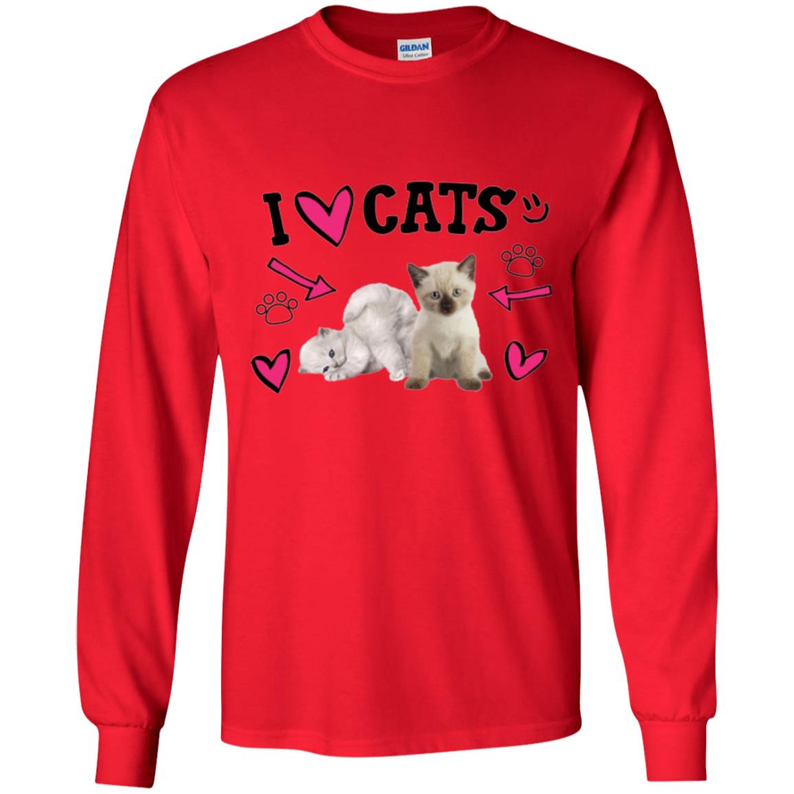Cat Lover T-shirt I Love Cats Red