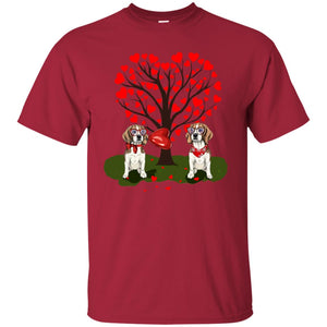 Valentine Beagle Couple Heart Tree ShirtG200 Gildan Ultra Cotton T-Shirt