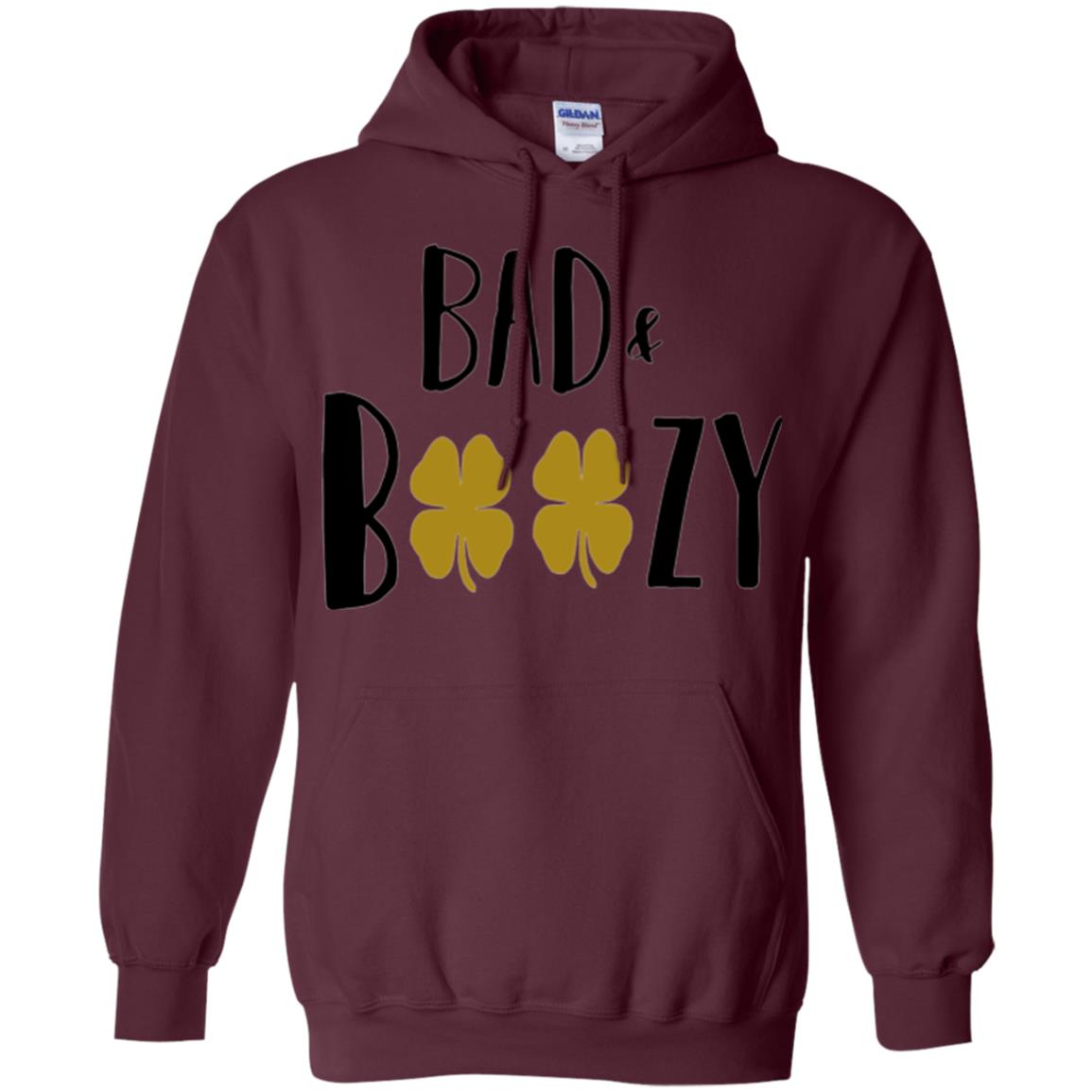 Bad And Boozy Funny Saint Patrick Day Drinking T-shirt Maroon