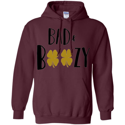 Bad And Boozy Funny Saint Patrick Day Drinking T-shirt Maroon