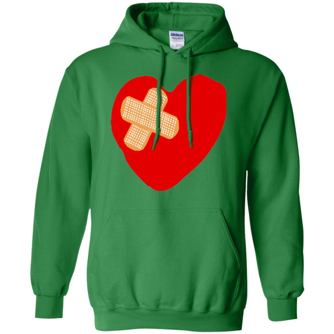 Funny Patched Up Heart Graphic T-shirt Irish Green