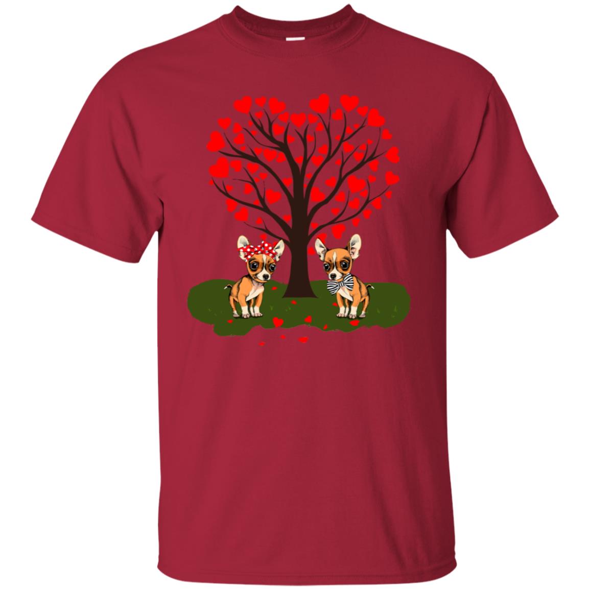 Valentine Chihuahua Couple Heart Tree Shirt Cardinal