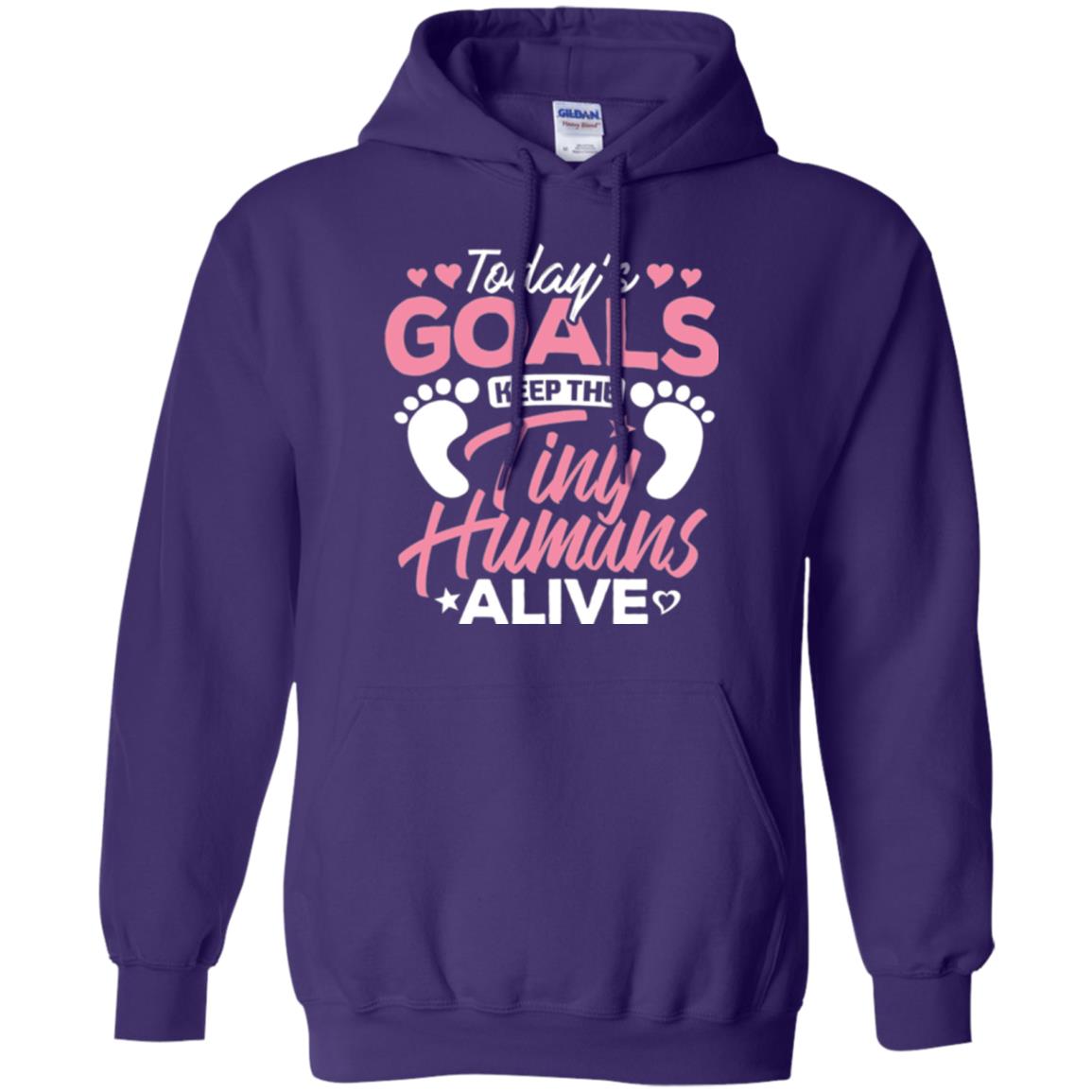 Mommy T-shirt Today_s Goal Keep The Tiny Humans Alive Purple