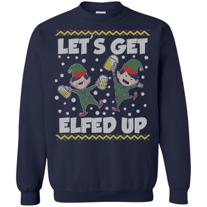 Christmas T-shirt Let's Get Elfed Up Navy