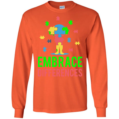 Autism Awareness T-shirt Embrace Differences Orange