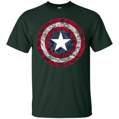 Film T-shirt Captain America Avengers Shield Comic Graphic Forest Green