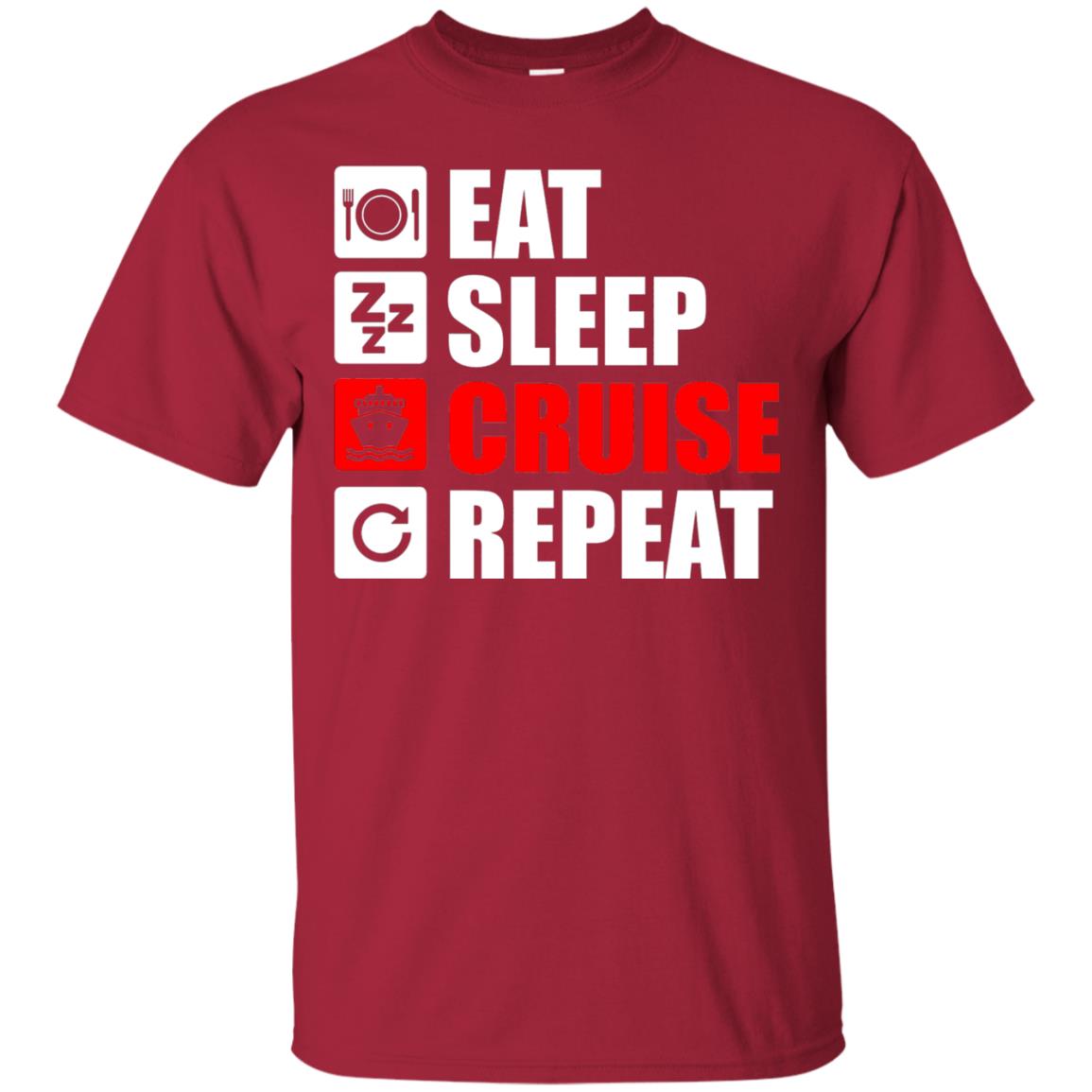 Eat Sleep Cruise Repeat Summer Vacation T-shirt Cardinal