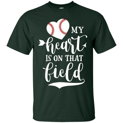 My Heart Is On That Field Softball Mom Shirt Forest