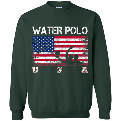 Water Polo Team American Flag Water Polo T-shirt Forest Green